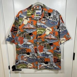 Men’s Reyn Spooner SF Giants MLB Hawaiian Shirt Size L Novelty Print Flaw